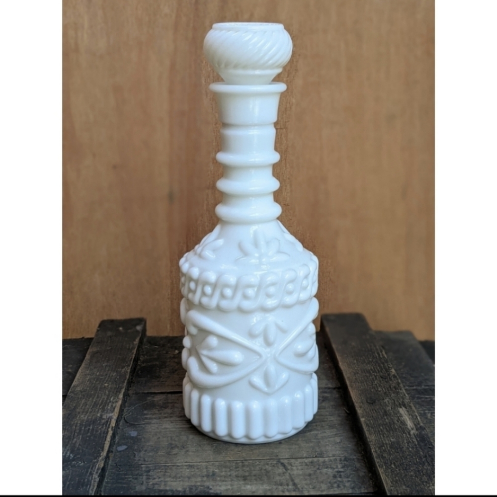 Vintage 60s Jim Beam Decanter White Milk Glass
